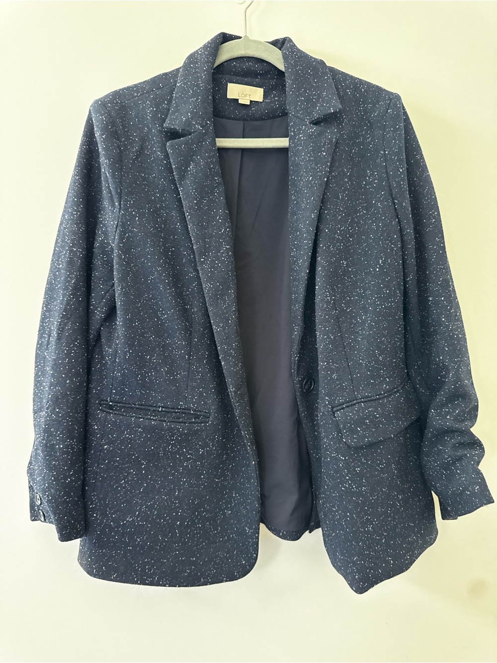 LOFT Navy Speckled Single-Button Blazer